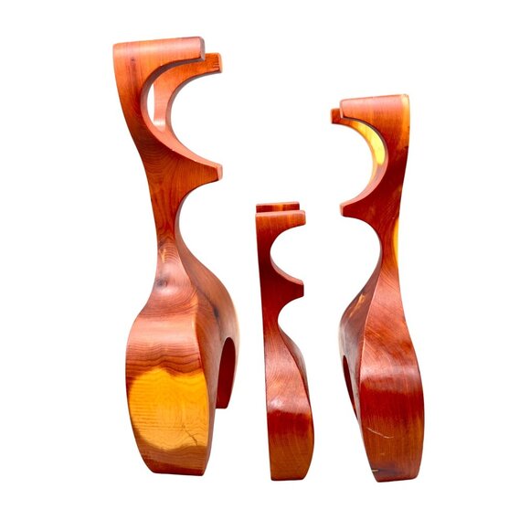 Handmade Wooden Reindeer Family Figurine Set Buck Doe Fawn Deer MCM Scandi Style - Picture 8 of 12